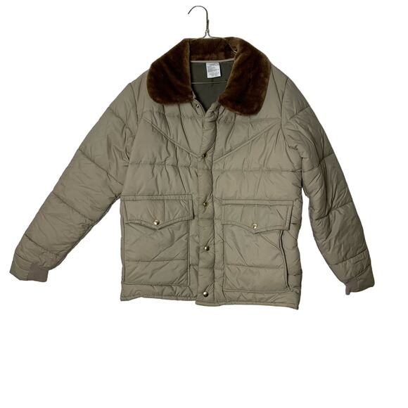 Vintage WALLS Western Wear Insulated Outerwear Puffer‎ Jacket Fur USA MED REG - Picture 1 of 11